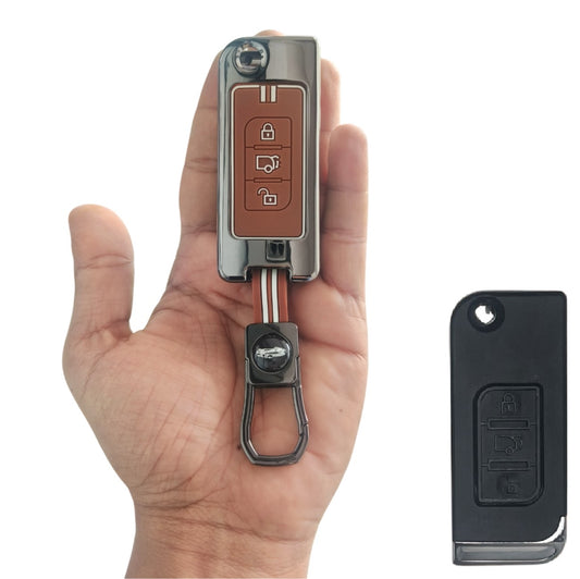 Metal Key Cover Compatible for Mahindra XUV 500 Old 3 Button Flip Key