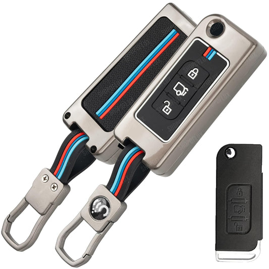 Metal Key Cover Compatible for Mahindra XUV 500 Old 3 Button Flip Key