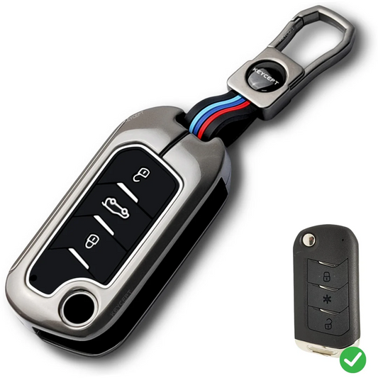 Metal Key Cover Compatible with Mahindra Scorpio N | 3XO | XUV 300 | Marazzo | XUV 700 | XUV 400 ev | Bolero | Thar Roxx 3 Button Flip Key