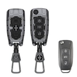 Iron Core Series Key cover Compatible for Tata Curvv, Nexon, Harrier, Altroz, Punch, Safari, Tigor, Tiago, Zest, Bolt 3 Button Flip key