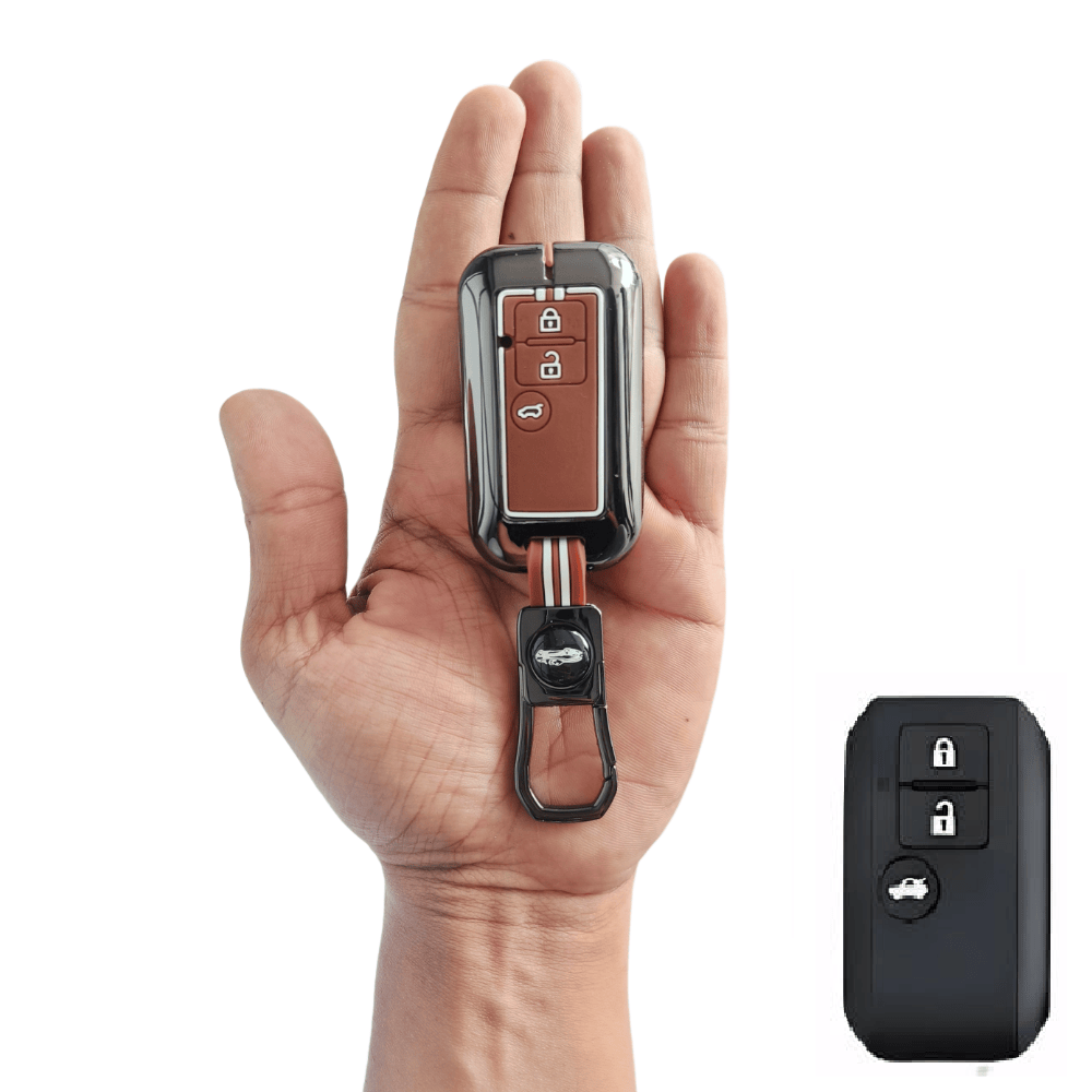 Premium Waterproof Metal Key Cover Compatible with Suzuki Swift Dzire 2025 , Baleno, Ertiga 3 Push Button Smart Remote Key