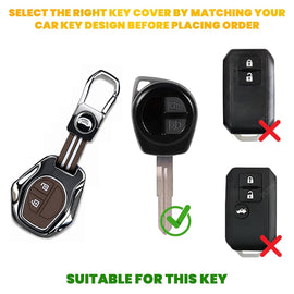 Premium Metal & Silicone Car Key Cover for Suzuki 2 Button Remote Key | Compatible with Swift, Ertiga, WagonR, Celerio, Dzire, Alto, Fronx, Brezza, S-Presso, Ignis | Luxury Key Case