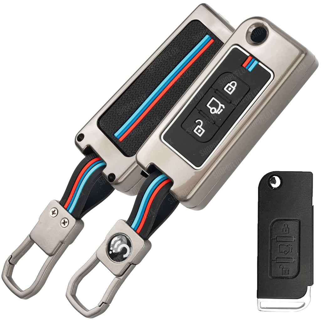 Metal Key Cover Compatible for Mahindra XUV 500 Old 3 Button Flip Key