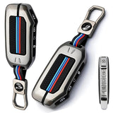 Metal Shell Silicone Key Cover Compatible with Kia Seltos 2023 2024 Facelift HTX | Carens X Line | Sonet Facelift | 4 Button Remote Key Cover for Kia