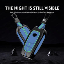 Load image into Gallery viewer, Metal Key Cover Compatible with Toyota Innova Crysta, Hilux, Invicto 2 Button Smart Only (Metal Blue Silicone)