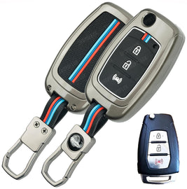Metal Key Cover Compatible for Mahindra XUV 300 and Alturas G4 Car 3 Button Flip Key
