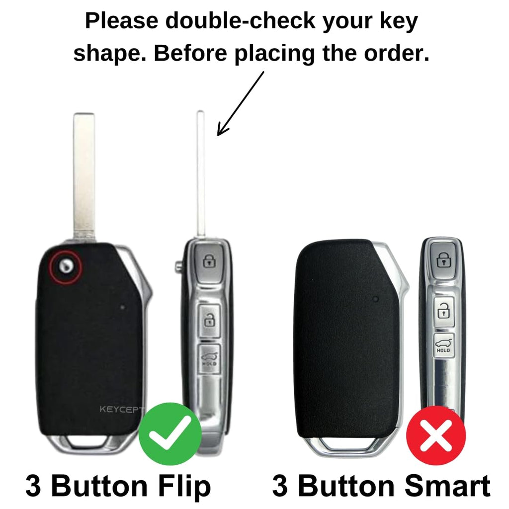 Metal Key Cover Compatible with Kia Seltos | Sonet | Carens 3 Button Flip Key