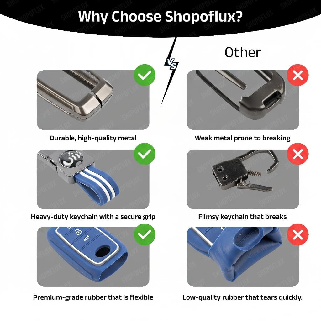 Metal Key Cover Compatible with Toyota Innova Crysta, Hilux, Invicto 2 Button Smart Only (Metal Blue Silicone)