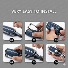 Load image into Gallery viewer, Metal Key Cover Compatible with Toyota Innova Crysta, Hilux, Invicto 2 Button Smart Only (Metal Blue Silicone)