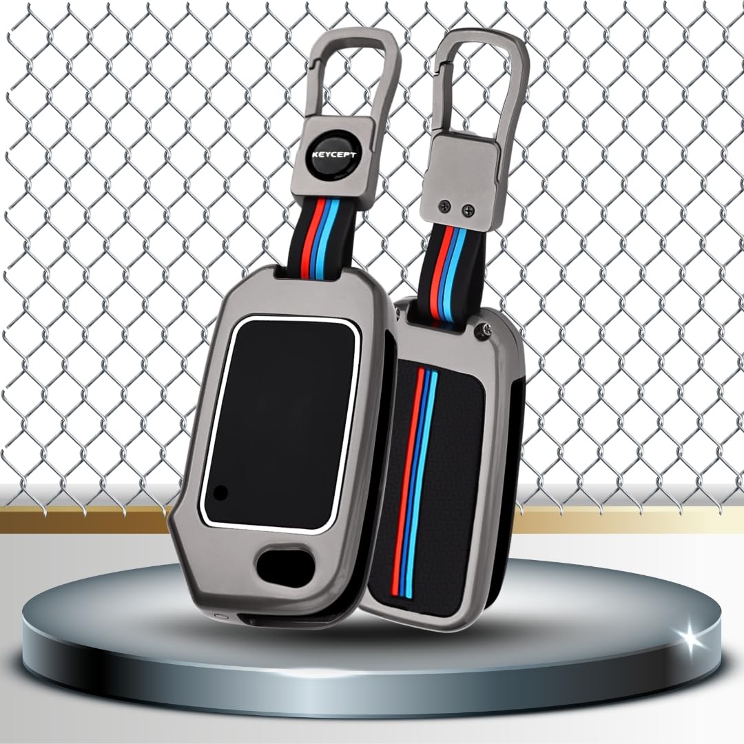 Metal Key Cover Compatible with Kia Seltos | Sonet | Carens 3 Button Flip Key