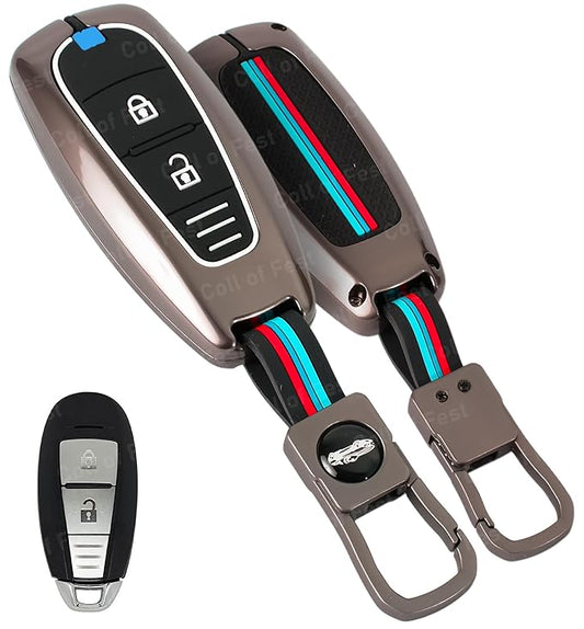 Metal Alloy Car Key Cover for Maruti Suzuki Baleno, Ciaz, Swift, Ertiga, Ignis, Ritz, S-Cross, SX4, Vitara Brezza 2&3 Button Smart Key Cover