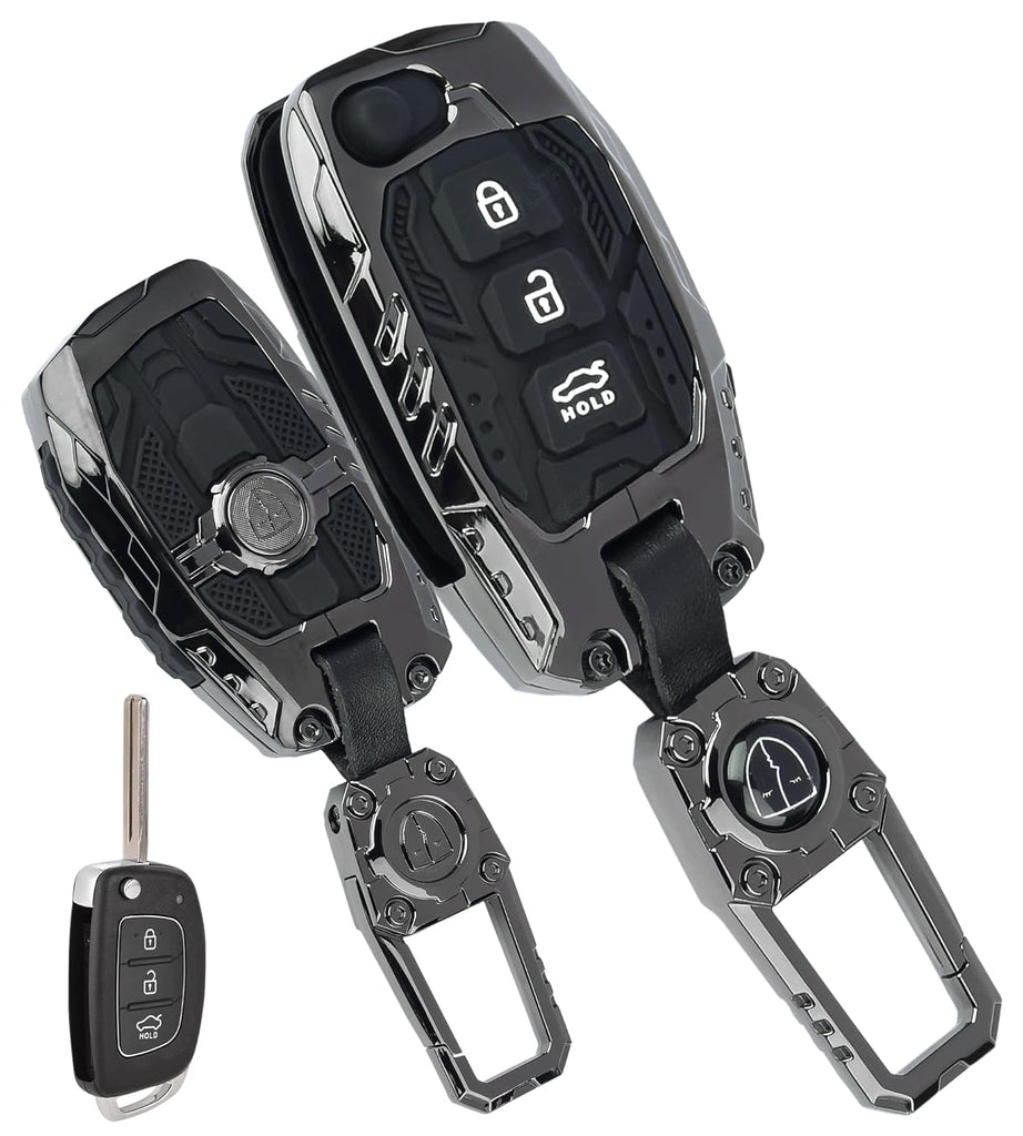 Car Key Cover Compatible with Hyundai Creta, Venue, Tucson, Alcazar, i20, Grand i10 Nios, Aura, Xcent, Exter 3-Button Smart Flip Key (Transformer Armour Series)