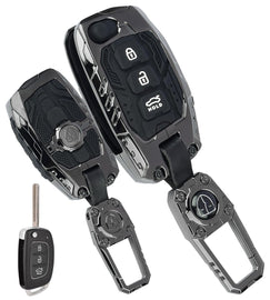 Car Key Cover Compatible with Hyundai Creta, Venue, Tucson, Alcazar, i20, Grand i10 Nios, Aura, Xcent, Exter 3-Button Smart Flip Key (Transformer Armour Series)