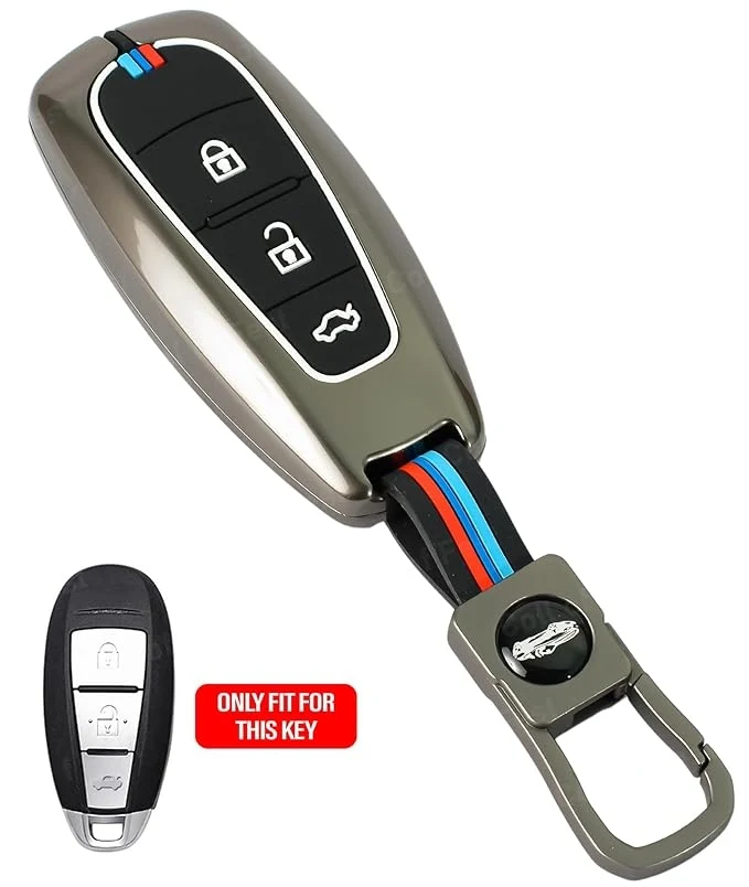Metal Key Cover Compatible with Baleno, Breeza, S Cross, Ciaz, Swift 3 Button Smart Key