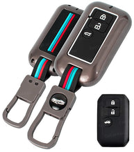 Load image into Gallery viewer, Metal Key Cover Compatible for Suzuki Baleno | Swift | Ertiga | XL6 | Dzire | Fronx | Scross| Victoris | Ciaz| Grand Vitara | Jimny | 3 Button Smart Key with Keychain