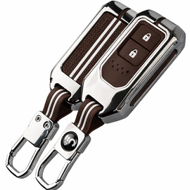 Metal Remote Key Cover with Keychain for Honda Elevate, BRV, WRV, CRV, Jazz, City, Amaze Stylish Full Protection 2-Button Smart Key | Glow-in-The-Dark Car Key Protector