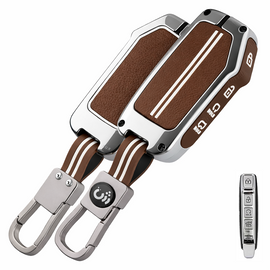 Metal Key Cover Compatible with Kiaa Seltos 2024 2023 Facelift HTX | Carens Clavis X Line | Sonet Facelift 4 Button Smart Key