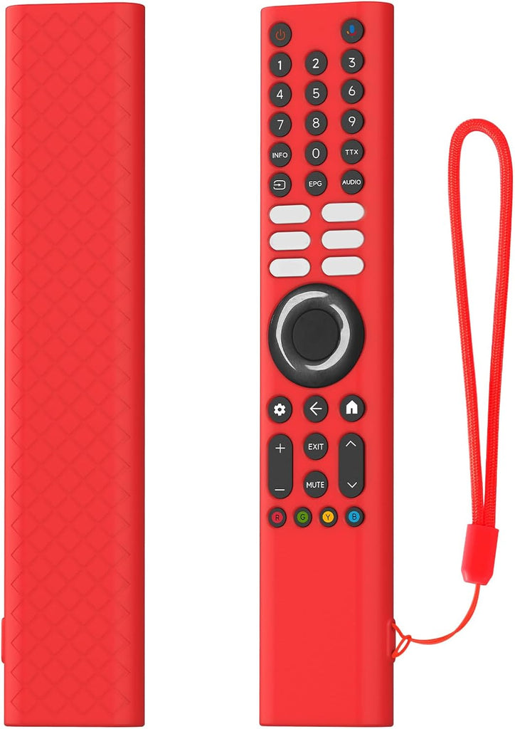 Silicone TV Remote Cover 'Compatible with' Xiaomi Mi Tv FX Series Remote XMRM-21 Protective Case with Lanyard (E-Wine Red) [Remote NOT Included]