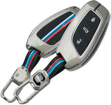 Metal Car Key Cover Compatible for MG Hector | Windsor EV 3 Button Smart Key (Metal Black Silicone)