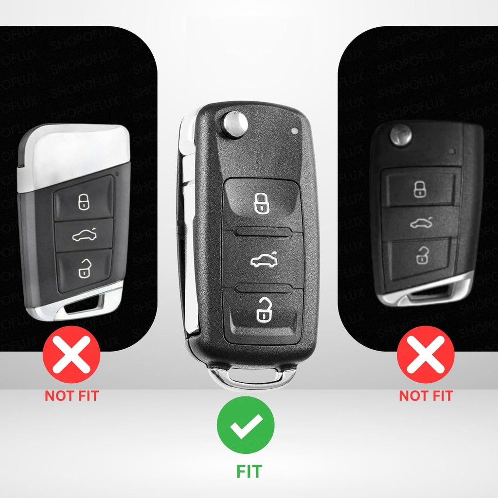 Metal Silicon Key Cover Compatible with Polo Vento Jetta Ameo Passat and Skoda Rapid Laura Superb Octavia Fabia Yeti 3 Button Flip Key Feature Visible in Low-Light Conditions