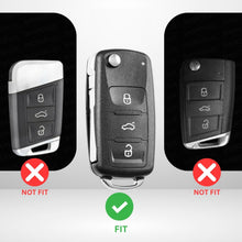 Load image into Gallery viewer, Metal Silicon Key Cover Compatible with Polo Vento Jetta Ameo Passat and Skoda Rapid Laura Superb Octavia Fabia Yeti 3 Button Flip Key Feature Visible in Low-Light Conditions