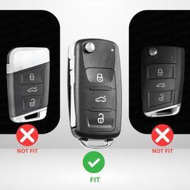 Metal Silicon Key Cover Compatible with Polo Vento Jetta Ameo Passat and Skoda Rapid Laura Superb Octavia Fabia Yeti 3 Button Flip Key Feature Visible in Low-Light Conditions