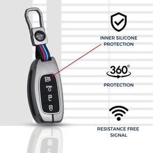 Load image into Gallery viewer, Metal Key Cover for HYN CRT | Venue | ALCZR | ELNTRA | i20 | TCSN | N Line | EV and Facelift Models for 4 Button Smart Key with Keychain