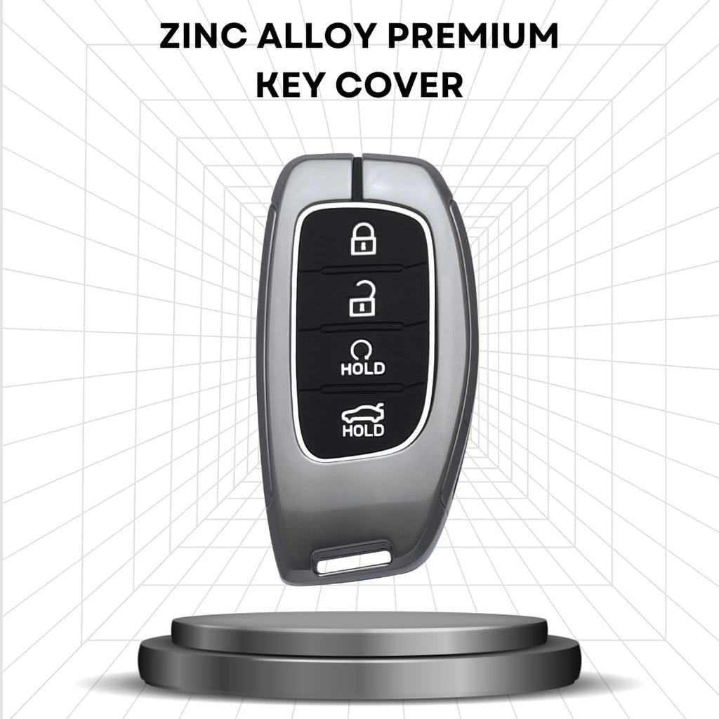 Metal Key Cover for HYN CRT | Venue | ALCZR | ELNTRA | i20 | TCSN | N Line | EV and Facelift Models for 4 Button Smart Key with Keychain