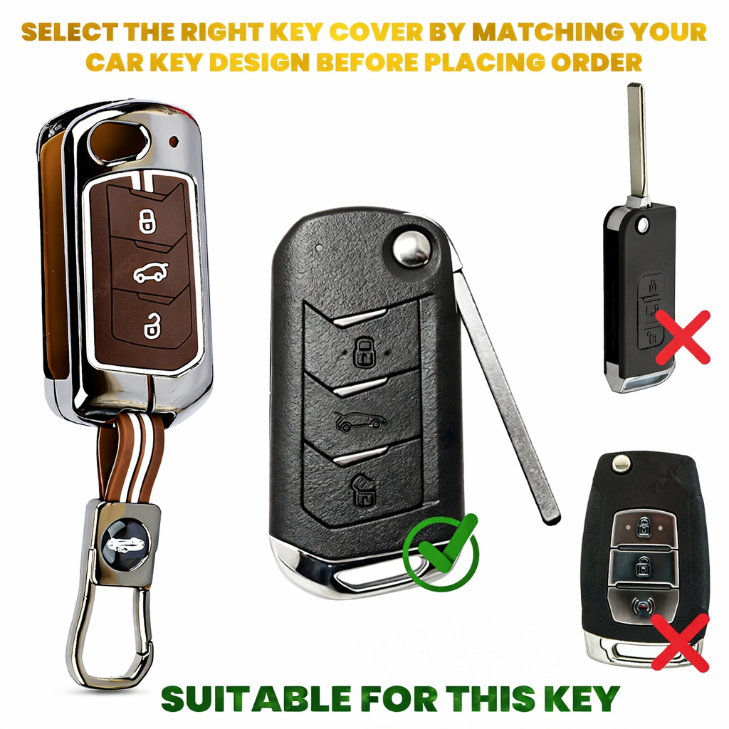 Premium Black Chrome Metal Silicone Key Cover – Glow-in-The-Dark, Waterproof, Key Fob Protector for Mahindra Scorpio Marazzo Xuv 300 Xuv 700 Xuv 400 Ev Bolero Thar Tuv 3 Button Flip Key
