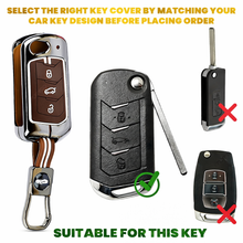 Load image into Gallery viewer, Premium Black Chrome Metal Silicone Key Cover – Glow-in-The-Dark, Waterproof, Key Fob Protector for Mahindra Scorpio Marazzo Xuv 300 Xuv 700 Xuv 400 Ev Bolero Thar Tuv 3 Button Flip Key