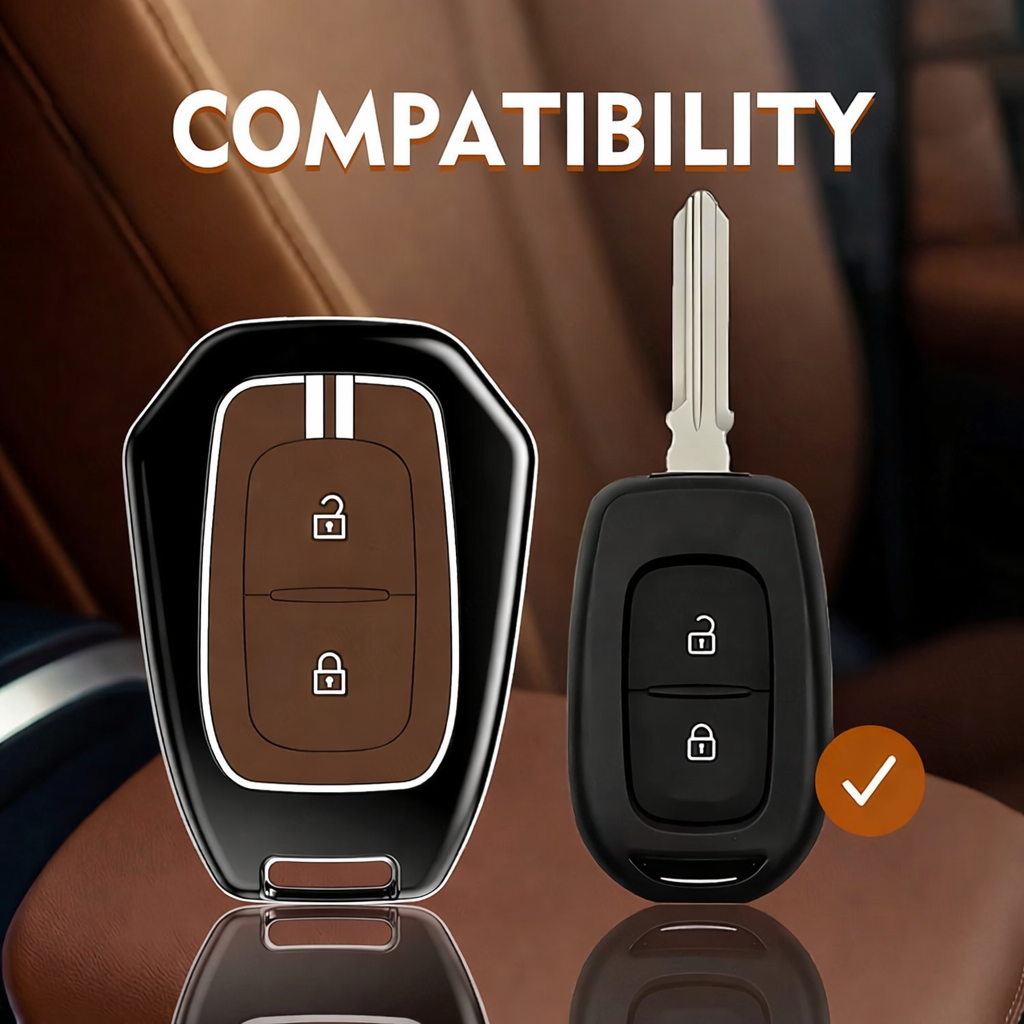 Metal Alloy Key Cover Compatible with Renaultt Kiger, Kwid, Kiger RXL, Duster 2016, Triber 2 Button Remote Key