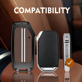 Metal Key Cover Compatible with Kiaa Seltos 2024 2023 Facelift HTX | Carens Clavis X Line | Sonet Facelift 4 Button Smart Key