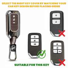 Load image into Gallery viewer, Premium Metal Silicone Car Key Cover for Honda BRV, WRV, CRV, Jazz, City 3 Button Smart Key | Glow in Dark Waterproof Shockproof Key Case with Keychain (Black Chrome Coffee Brown)