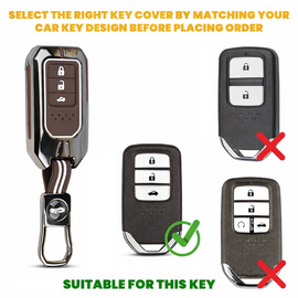 Premium Metal Silicone Car Key Cover for Honda BRV, WRV, CRV, Jazz, City 3 Button Smart Key | Glow in Dark Waterproof Shockproof Key Case with Keychain (Black Chrome Coffee Brown)