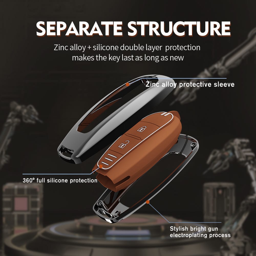 Premium Black Chrome Metal Silicone Key Cover Maruti Suzuki Ignis | S Cross | Baleno | Ciaz | Vitara Brezza | Swift 2 Button Key