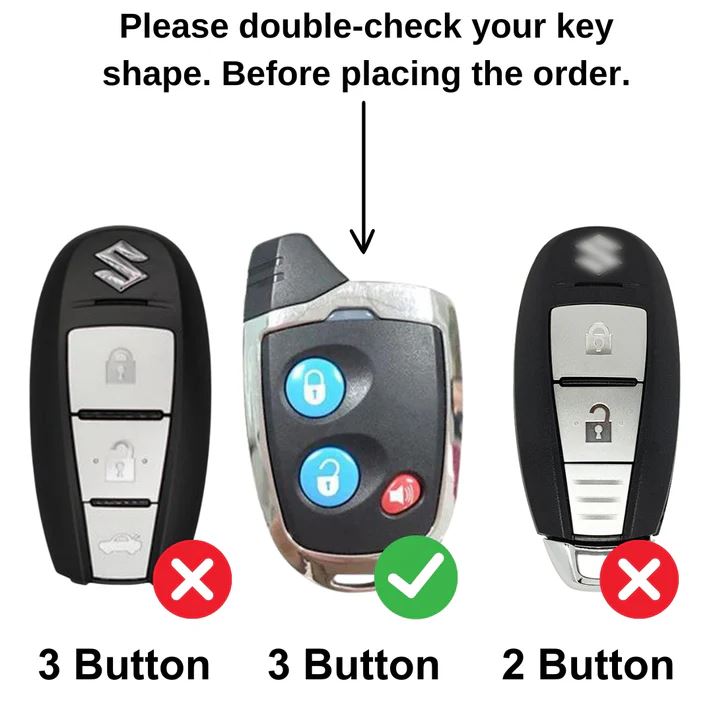 Metal Silicon Key Cover Compatible for Maruti Suzuki Nippon 3 Button Smart Key Cover Metal & Silicone Protection Special Feature Visible in Low-Light Conditions