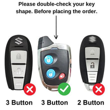 Load image into Gallery viewer, Metal Silicon Key Cover Compatible for Maruti Suzuki Nippon 3 Button Smart Key Cover Metal &amp; Silicone Protection Special Feature Visible in Low-Light Conditions