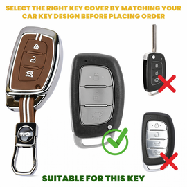 Black Chrome Metal Silicone Key Cover – Glow-in-the-Dark, Waterproof, Shockproof Key Fob Protector for Hyundaii i20 Creta Venue Tucson Alcazar Verna Xcent Aura Elantra 3 Button Smart Key