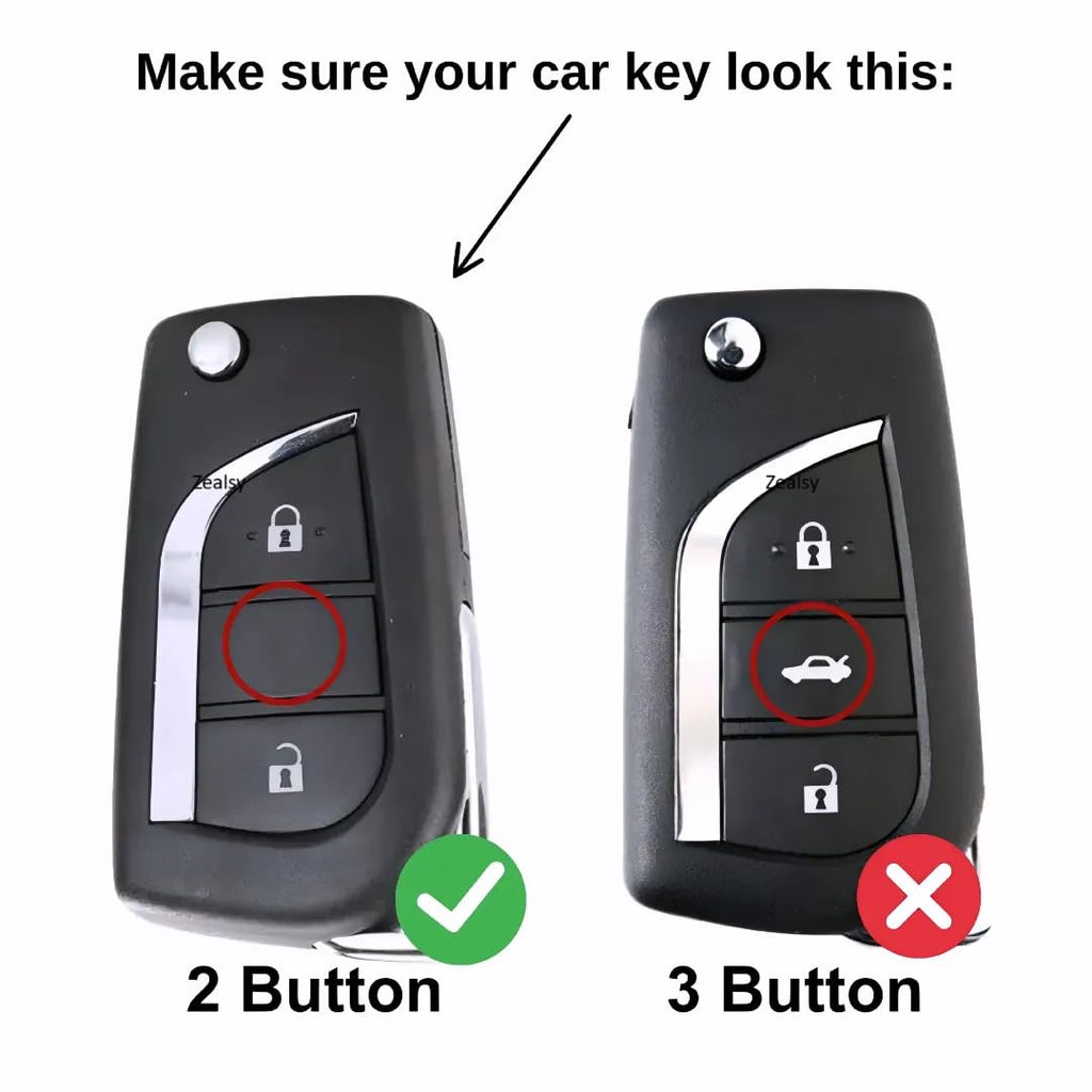Luxury Metal Flip Key Cover Compatible for Toyota Innova Crysta, Corolla Altis | 2 Button Smart Key Protector Case