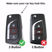 Load image into Gallery viewer, Luxury Metal Flip Key Cover Compatible for Toyota Innova Crysta, Corolla Altis | 2 Button Smart Key Protector Case