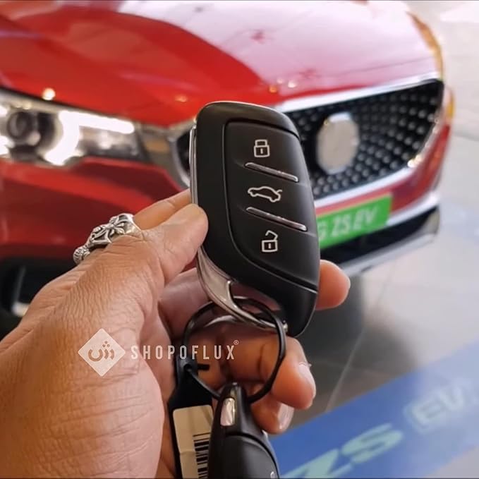 Metal Car Key Cover Compatible for MG Hector | Windsor EV 3 Button Smart Key (Metal Black Silicone)