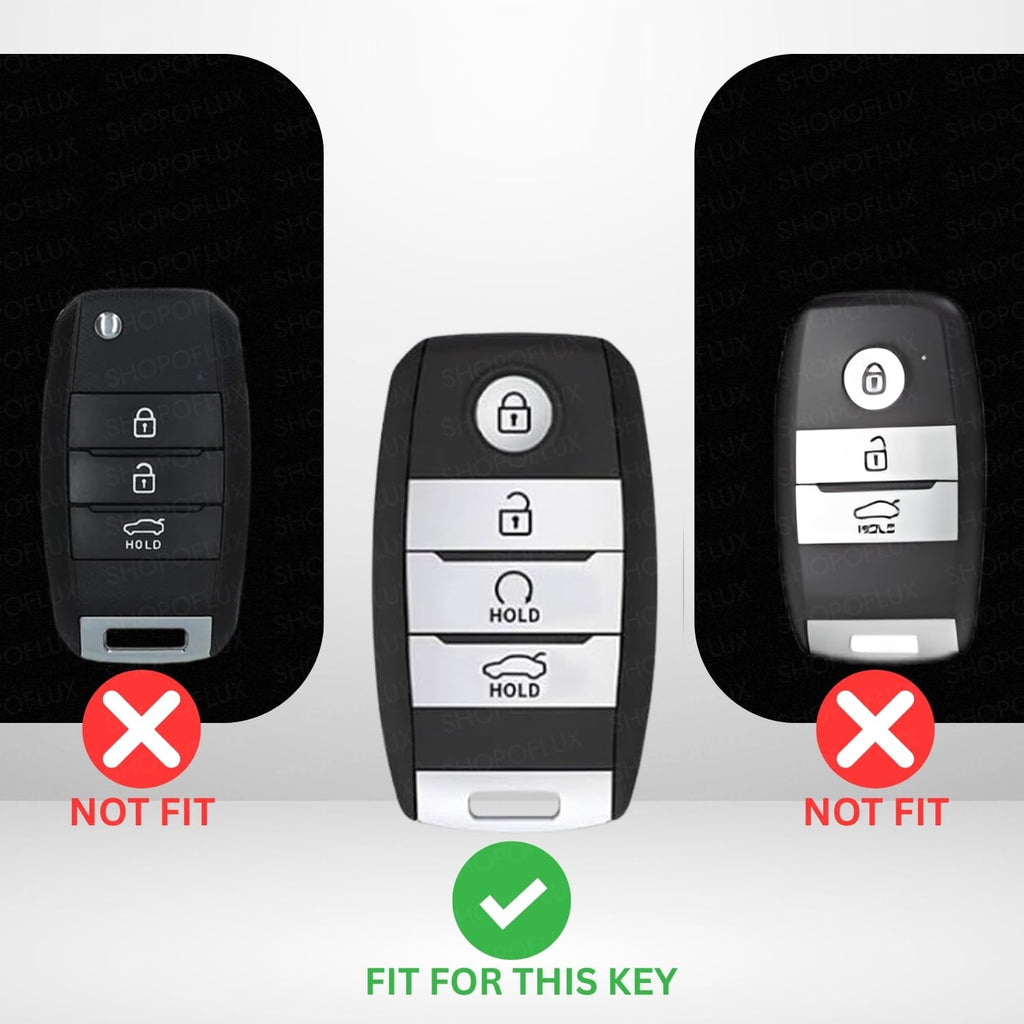Metal Car Key Cover for Kia Seltos, Sonet, Carens 4 Button Smart Key | Zinc Alloy + Coffee Silicone Case | Full Protection, Shockproof, Stylish Key Protector with Keychain