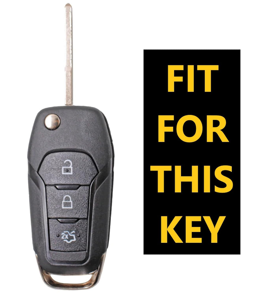 Metal Key Cover Compatible for Ford Figo, Aspire, Endeavour Flip Key 3 Button Flip Key with Keychain