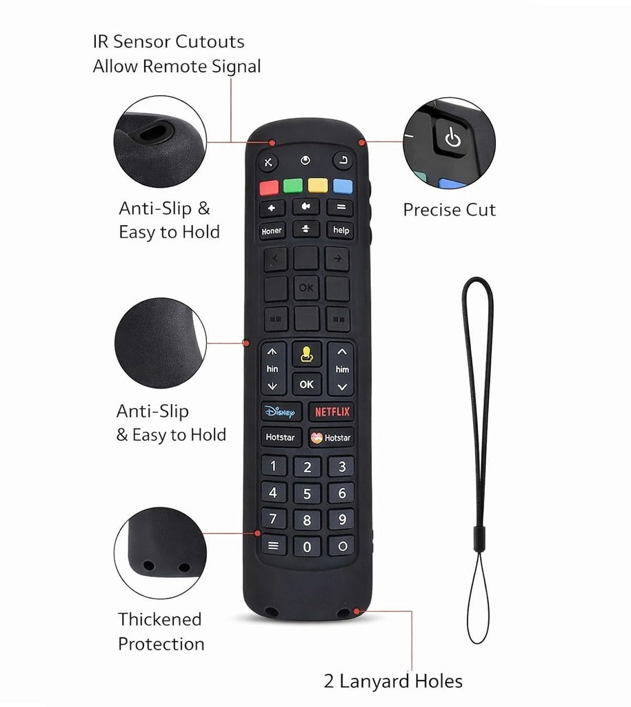 Silicone TV Remote Cover 'Compatible with' Jio Tv Remote Protective Case with Lanyard (Red) [Remote NOT Included]