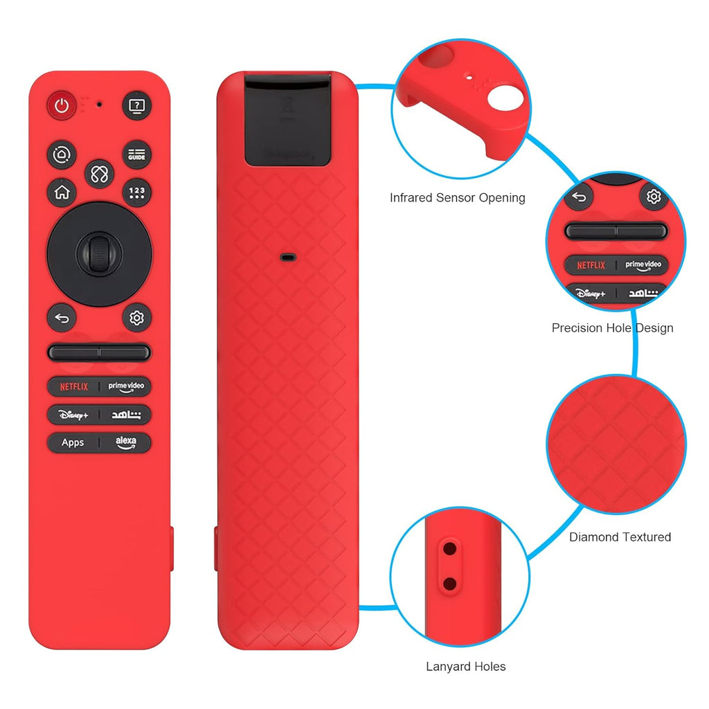 Silicone TV Remote Cover Compatible with 2025 LG MR25GA OLED Smart TV AI Remote Full Wrap Protective Case (RED, LG MR25GA Full WRAP)