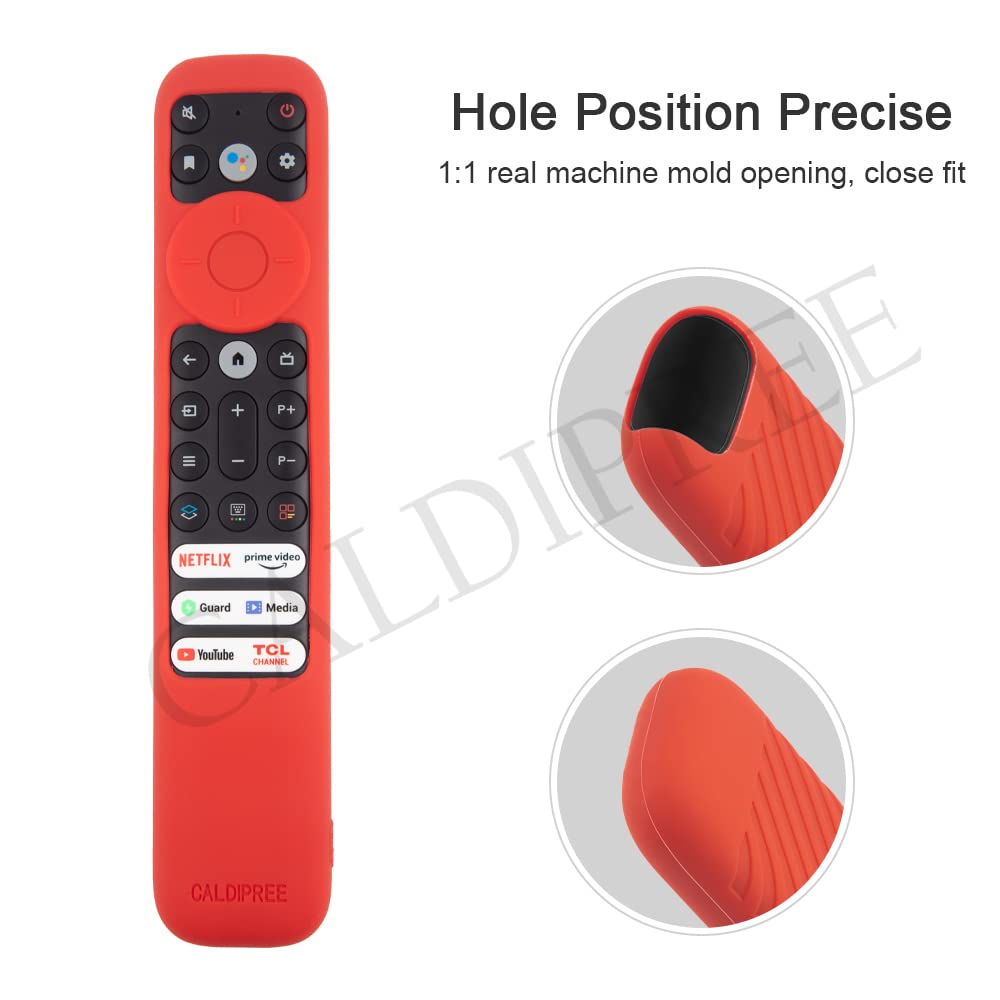 Silicone TV Remote Cover Case Compatible with TCL Tv Remote RC802NU1 / IFFALCON Smart LED TV Remote Protective Cover with Lanyard (Black) [Remote NOT Included]