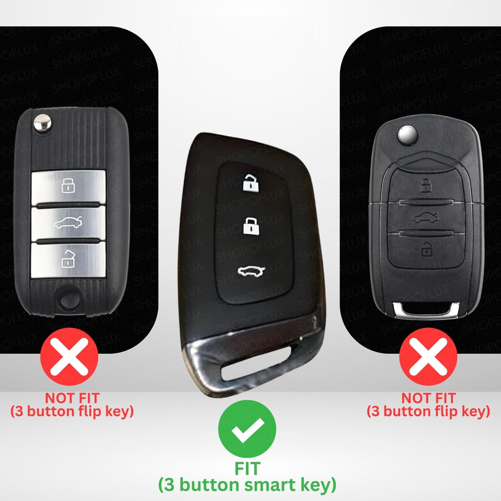 Premium Waterproof Metal Key Cover Compatible with MG Hector | Hector Plus | Windsor EV 3 Button Smart Remote Key