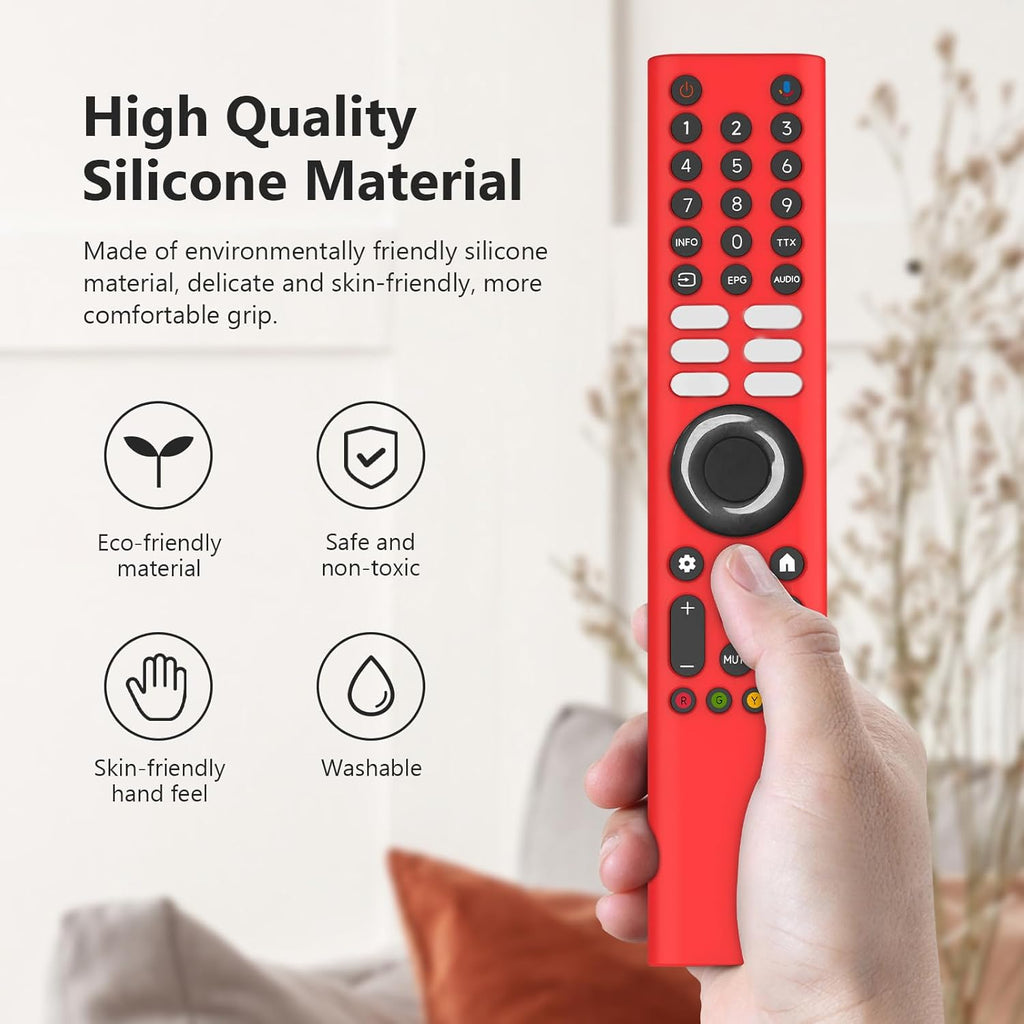 Silicone TV Remote Cover 'Compatible with' Xiaomi Mi Tv FX Series Remote XMRM-21 Protective Case with Lanyard (E-Wine Red) [Remote NOT Included]