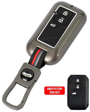 Load image into Gallery viewer, Metal Key Cover Compatible for Suzuki Baleno | Swift | Ertiga | XL6 | Dzire | Fronx | Scross| Victoris | Ciaz| Grand Vitara | Jimny | 3 Button Smart Key with Keychain