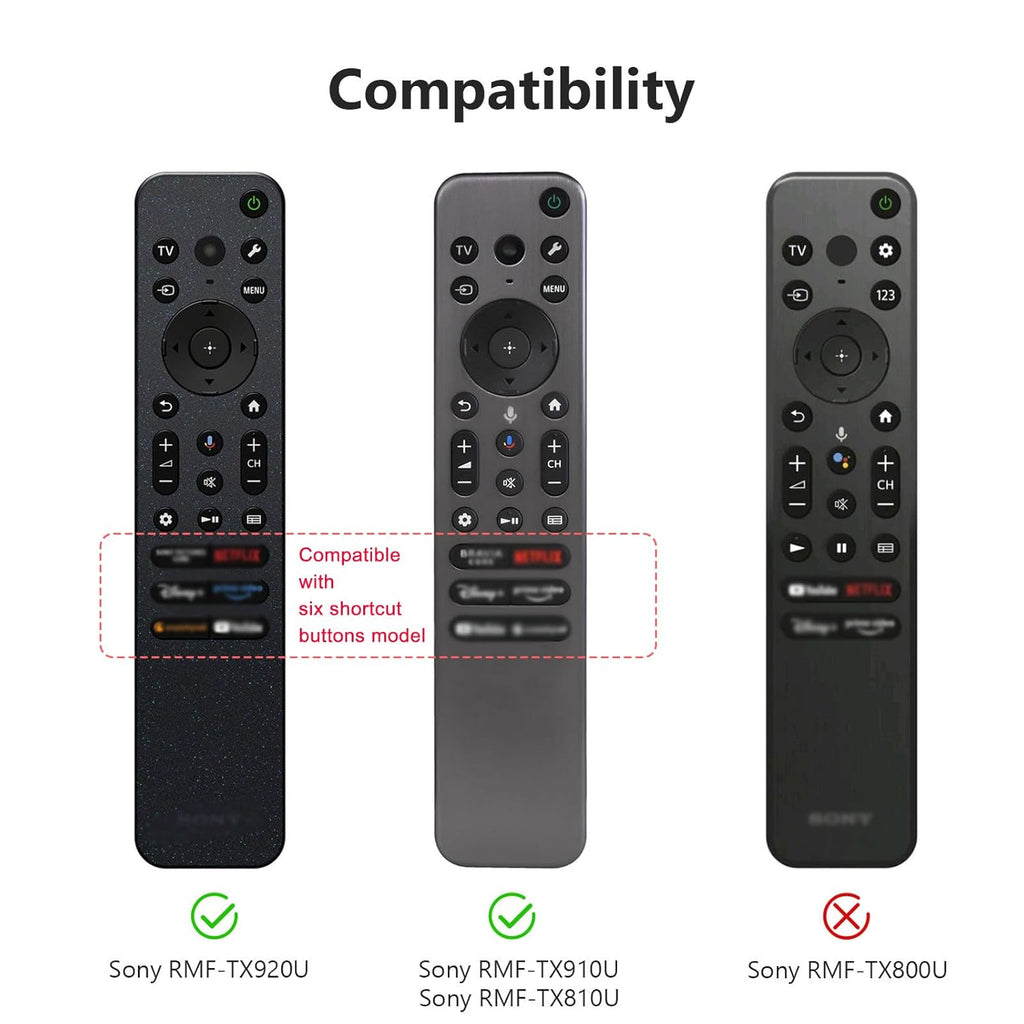 Silicone Case Cover for Sony TV Remote Control, Sony Remote Cover for RMF-TX811D / TX900 MG3 / TX800U 2024 BRAVIA Series (RMF-TX910U Black-Red)